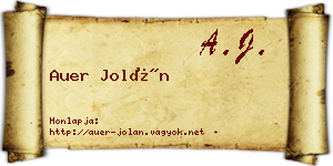 Auer Jolán névjegykártya